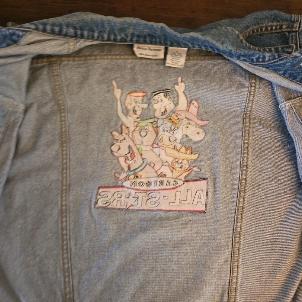 Vintage Hannah Barbera Flinstones Jetsons Scooby Doo Jean Jacket 90s Men Women - Picture 4 of 11